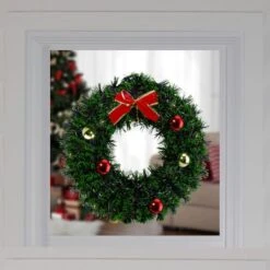 Northlight 17" Green Tinsel Artificial Christmas Wreath With Bow -Northlight D491022S 2