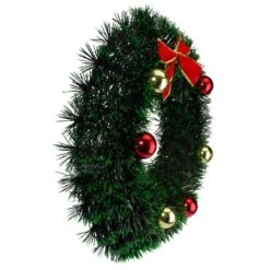 Northlight 17" Green Tinsel Artificial Christmas Wreath With Bow -Northlight D491022S 4