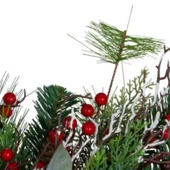 Northlight 24" Flocked Dual Plaid And Berries Artificial Wreath -Northlight D491026S 3