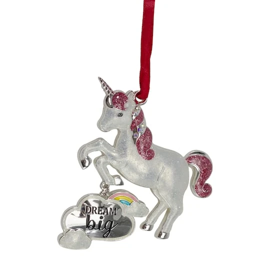 Northlight White And Silver Glitter Dream Big Unicorn Enamel Ornament 4 Northlight White And Silver Glitter Dream Big Unicorn Enamel Ornament - Image 2