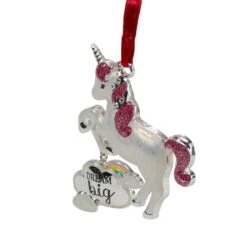 Northlight White And Silver Glitter Dream Big Unicorn Enamel Ornament 8 Northlight White And Silver Glitter Dream Big Unicorn Enamel Ornament -Northlight D491055S 2