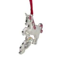 Northlight White And Silver Glitter Dream Big Unicorn Enamel Ornament 9 Northlight White And Silver Glitter Dream Big Unicorn Enamel Ornament -Northlight D491055S 3