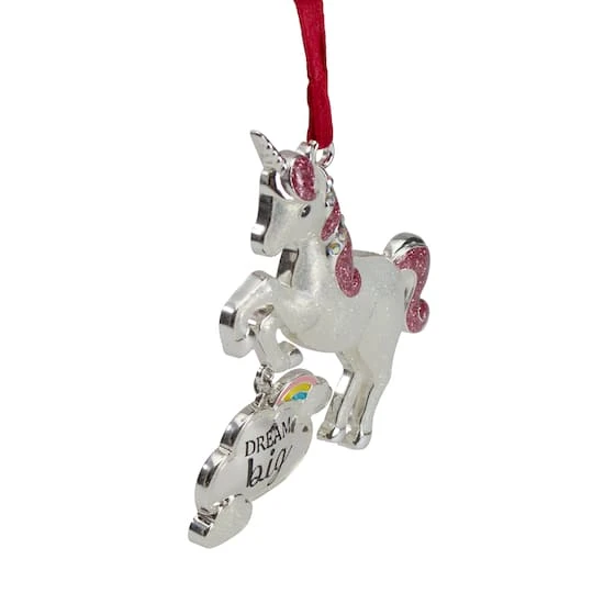 Northlight White And Silver Glitter Dream Big Unicorn Enamel Ornament 6 Northlight White And Silver Glitter Dream Big Unicorn Enamel Ornament - Image 4