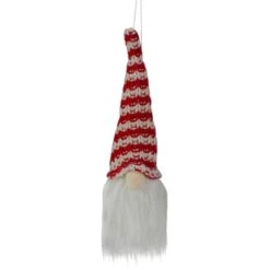 Northlight 8" Red & White Knit Gnome Head LED Ornament -Northlight D491068S 1 1