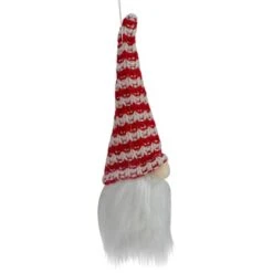 Northlight 8" Red & White Knit Gnome Head LED Ornament -Northlight D491068S 2