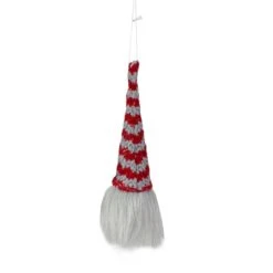 Northlight 8" Red & Gray Knit Gnome Head LED Ornament -Northlight D491069S 3