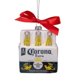 Northlight 6ct. 3.5" Red, White & Yellow Corona Six Pack Glass Christmas Ornaments -Northlight D491084S 1 1
