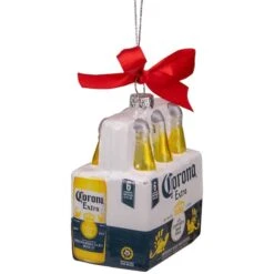 Northlight 6ct. 3.5" Red, White & Yellow Corona Six Pack Glass Christmas Ornaments -Northlight D491084S 2