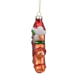 Northlight 5" Gingerbread Man With Santa Hat Hanging Glass Christmas Ornament 12 Northlight 5" Gingerbread Man With Santa Hat Hanging Glass Christmas Ornament -Northlight D491096S 4