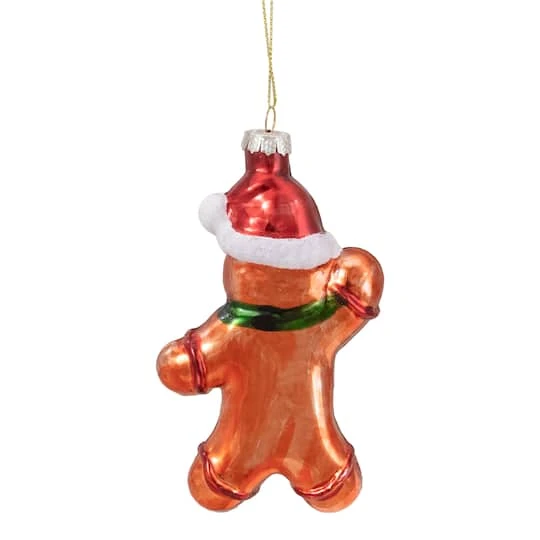 Northlight 5" Gingerbread Man With Santa Hat Hanging Glass Christmas Ornament 8 Northlight 5" Gingerbread Man With Santa Hat Hanging Glass Christmas Ornament - Image 6