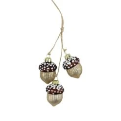 Northlight 9" Shiny Brown And Gold Trio Of Acorns Glass Ornament -Northlight D491113S 3