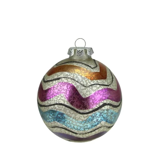 Northlight 4.5" Shiny White Striped Merry & Bright Glass Ball Ornament 3 Northlight 4.5" Shiny White Striped Merry & Bright Glass Ball Ornament