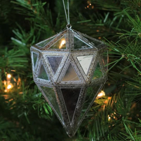 Northlight 5.5" Silver And Clear Mirrored Framed Geometric Drop Ornament 7 Northlight 5.5" Silver And Clear Mirrored Framed Geometric Drop Ornament - Image 5