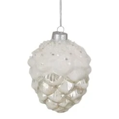 Northlight 3.5" Silver Frosted Pine Cone Glass Christmas Ornament -Northlight D491145S 11