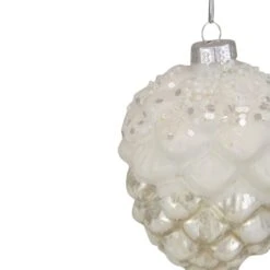 Northlight 3.5" Silver Frosted Pine Cone Glass Christmas Ornament -Northlight D491145S 2
