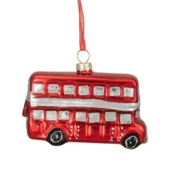 Northlight 4" Shiny Metallic Red & Silver Glass Double Decker Bus Christmas Ornament -Northlight D491173S 11