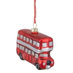Northlight 4" Shiny Metallic Red & Silver Glass Double Decker Bus Christmas Ornament -Northlight D491173S 13