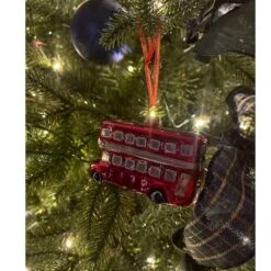 Northlight 4" Shiny Metallic Red & Silver Glass Double Decker Bus Christmas Ornament -Northlight D491173S 16