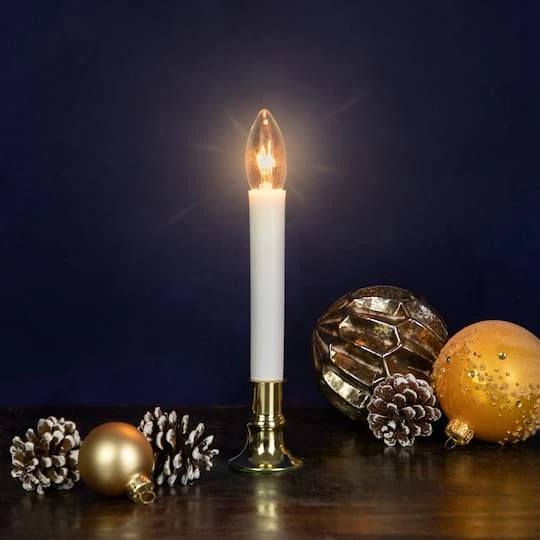 Northlight 9" White & Gold Christmas Candle Lamp With Timer 8 Northlight 9" White & Gold Christmas Candle Lamp With Timer - Image 6