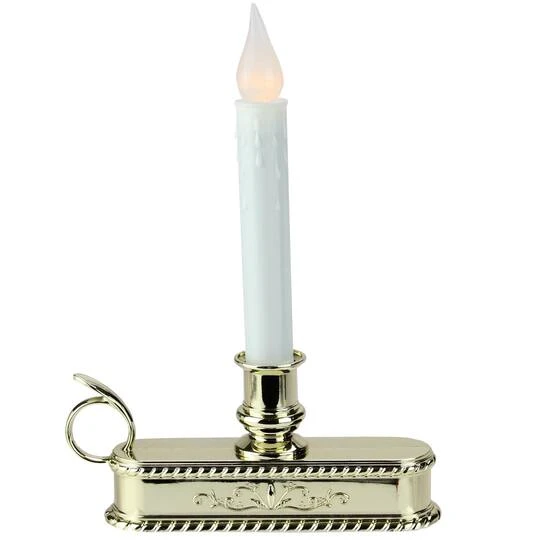 Northlight 8.75" Pre-Lit White & Gold LED C5 Flickering Christmas Candle Lamp With Handle Base 6 Northlight 8.75" Pre-Lit White & Gold LED C5 Flickering Christmas Candle Lamp With Handle Base - Image 4