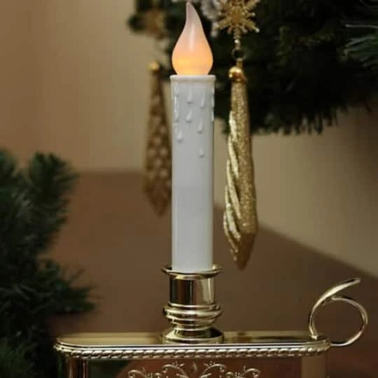 Northlight 8.75" Pre-Lit White & Gold LED C5 Flickering Christmas Candle Lamp With Handle Base 7 Northlight 8.75" Pre-Lit White & Gold LED C5 Flickering Christmas Candle Lamp With Handle Base - Image 5