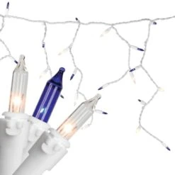 Northlight 50ct. Blue & Clear Mini Window Curtain Icicle Christmas String Lights -Northlight D491448S 2
