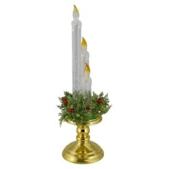 Northlight 14.5" Lighted Water Candle On Gold Base With Berries -Northlight D491538S 4