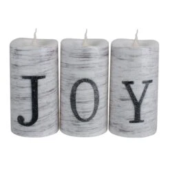 Northlight 6" Battery Operated JOY Christmas LED Flameless Candle Set -Northlight D491540S 1 1