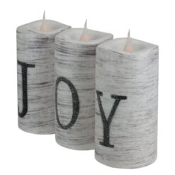 Northlight 6" Battery Operated JOY Christmas LED Flameless Candle Set -Northlight D491540S 2