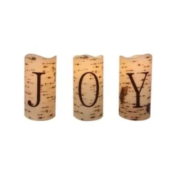 Northlight 6" Battery Operated JOY Christmas LED Flameless Candle Set -Northlight D491540S 6