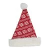 Northlight 17" Red & White Nordic Snowflake Striped Santa Hat With Pom Pom -Northlight D491542S 1