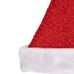 Northlight 17" Red & White Striped Santa Hat With Pom Pom & Cuffed Faux Fur -Northlight D491546S 2