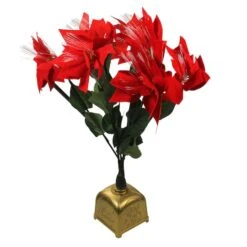 Northlight 20" Red & Green Pre-Lit Fiber Optic Poinsettia Christmas Plant 7 Northlight 20" Red & Green Pre-Lit Fiber Optic Poinsettia Christmas Plant -Northlight D491558S 2