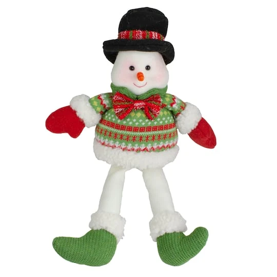 Northlight 18" Red & Green Sitting Smiling Snowman Christmas Figure 3 Northlight 18" Red & Green Sitting Smiling Snowman Christmas Figure