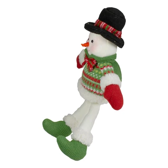 Northlight 18" Red & Green Sitting Smiling Snowman Christmas Figure 7 Northlight 18" Red & Green Sitting Smiling Snowman Christmas Figure - Image 5