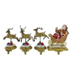 Northlight 9.5" Santa & Reindeer Christmas Stocking Holder Set