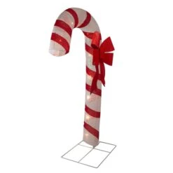 Northlight 6ft. Pre-Lit Red & White Glitter Candy Cane Christmas Outdoor Décor 15 Northlight 6ft. Pre-Lit Red & White Glitter Candy Cane Christmas Outdoor Décor -Northlight D491616S 3