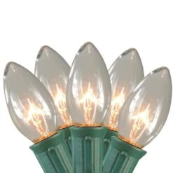 Northlight Mighty Light Clear C9 Christmas Pathway Marker Set, Green Wire