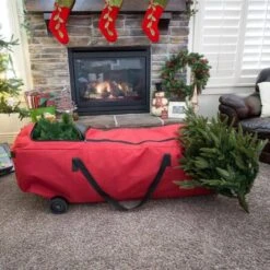 Northlight 56" Red EZ Roller Christmas Tree Storage Bag With Wheels -Northlight D491631S 5