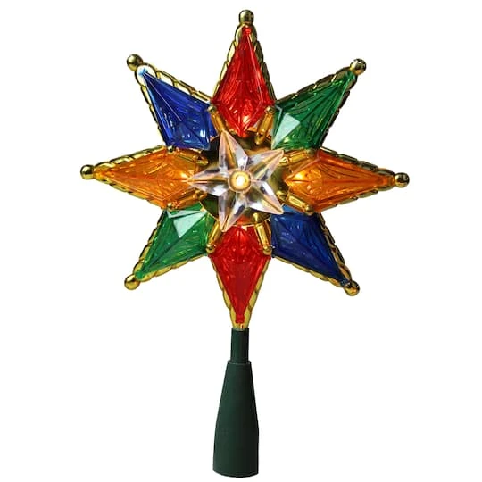 Northlight 8" Lighted Multi Color 8-Point Star Tree Topper 4 Northlight 8" Lighted Multi Color 8-Point Star Tree Topper - Image 2