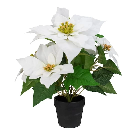 Northlight 14.5" Potted White Artificial Christmas Poinsettia Flower Plant 3 Northlight 14.5" Potted White Artificial Christmas Poinsettia Flower Plant