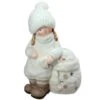 Northlight 17.5" White Snowman With Standing Girl Tealight Candle Holder -Northlight D491645S 1