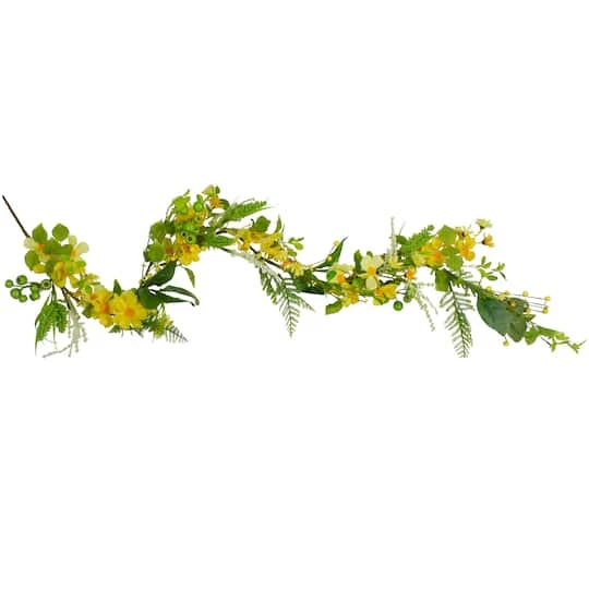 Northlight 5ft. Yellow Daisy & Berry Floral Spring Garland 4 Northlight 5ft. Yellow Daisy & Berry Floral Spring Garland - Image 2