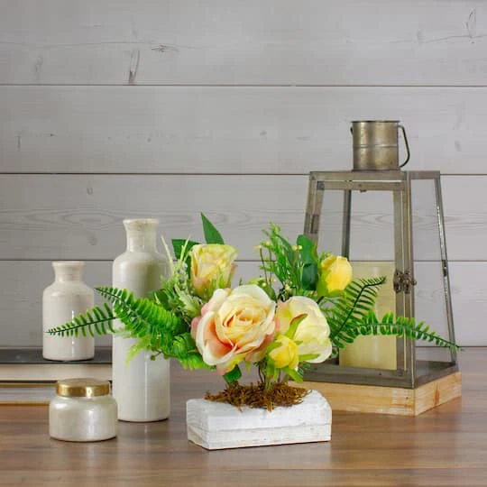 Northlight 13" Ranunculus & Rose Floral Spring Wooden Statue Décor 5 Northlight 13" Ranunculus & Rose Floral Spring Wooden Statue Décor - Image 3