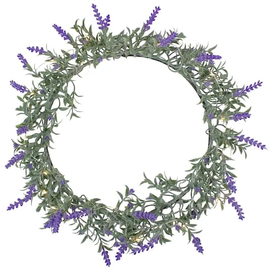 Northlight 16" White LED Lighted Artificial Lavender Spring Wreath 3 Northlight 16" White LED Lighted Artificial Lavender Spring Wreath