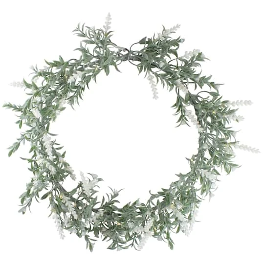 Northlight 16" White LED Lighted Artificial White Lavender Spring Wreath 4 Northlight 16" White LED Lighted Artificial White Lavender Spring Wreath - Image 2