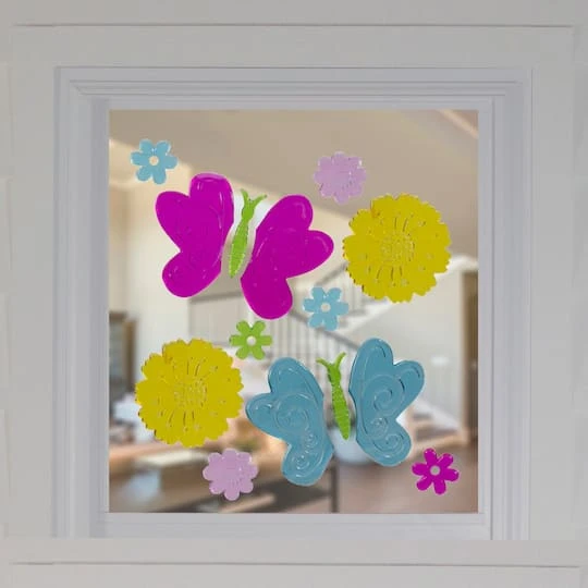 Northlight Butterflies & Flowers Spring Gel Window Clings 5 Northlight Butterflies & Flowers Spring Gel Window Clings - Image 3
