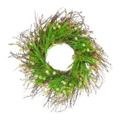 Northlight 18" Green & Yellow Burrs & Brush Artificial Floral Spring Wreath -Northlight D587344S 1 1