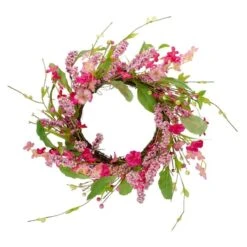 Northlight 18" Pink Geranium & Berry Artificial Spring Floral Wreath 8 Northlight 18" Pink Geranium & Berry Artificial Spring Floral Wreath -Northlight D587349S 1 1