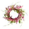 Northlight 18" Pink Geranium & Berry Artificial Spring Floral Wreath